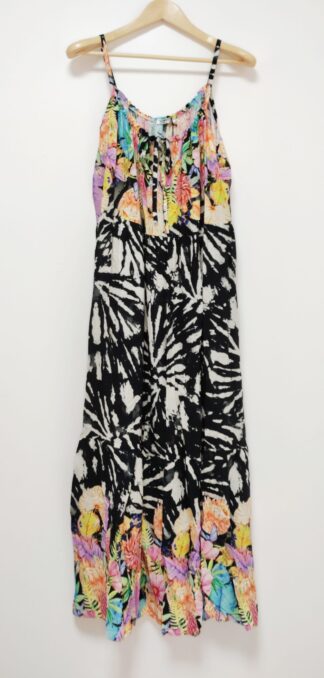 Vestido Tirante Estampado Combinado Cenefa Floral Tg