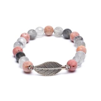 Pulsera Rodonita y Cuarzo Gris