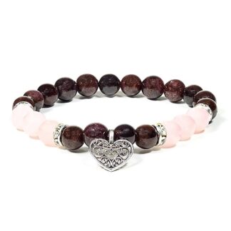 Pulsera Granate y Cuarzo Rosa