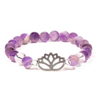 Pulsera Amatista Chevron y Cuarzo Cristal