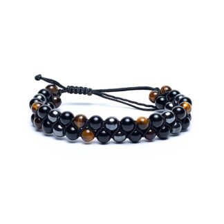 Pulsera Hematita, Obsidiana, Ojo de Tigre Regulable