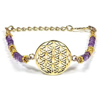 Pulsera Amatista con Flor de la Vida